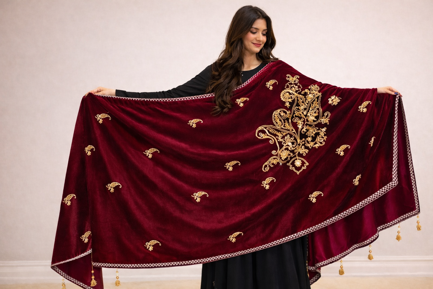Imperial Embroidered Velvet Wrap