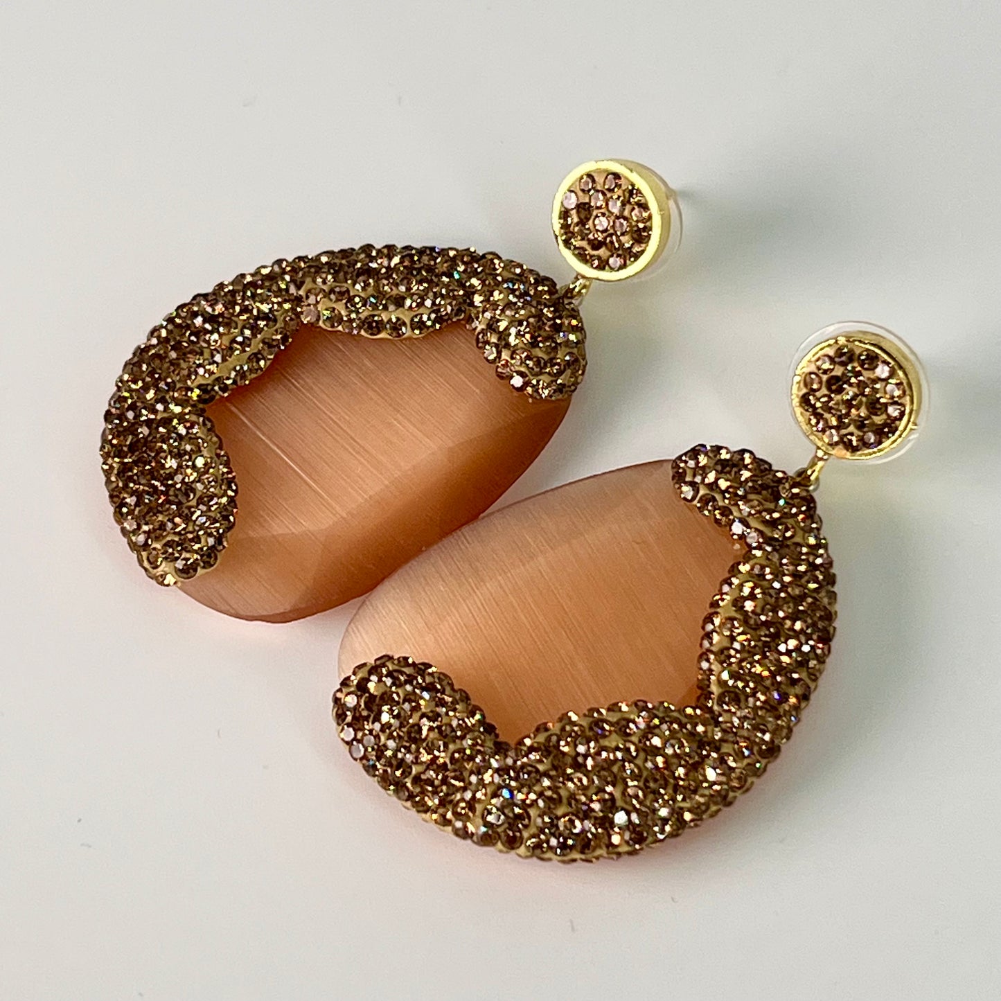 Peach Cat Eye Earrings