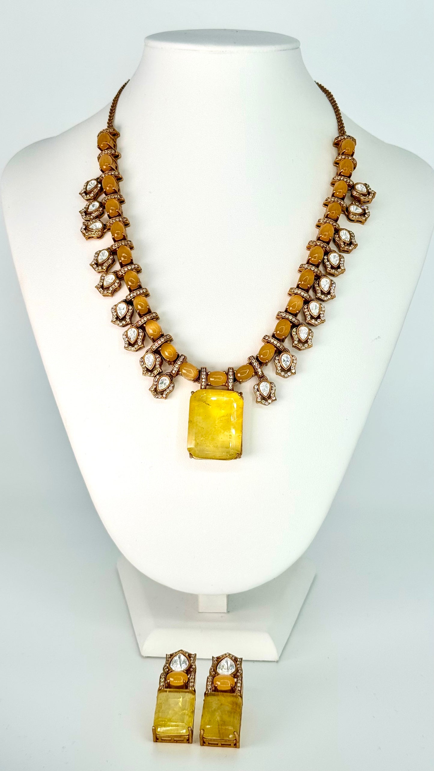 Square Pendant Big Necklace Set
