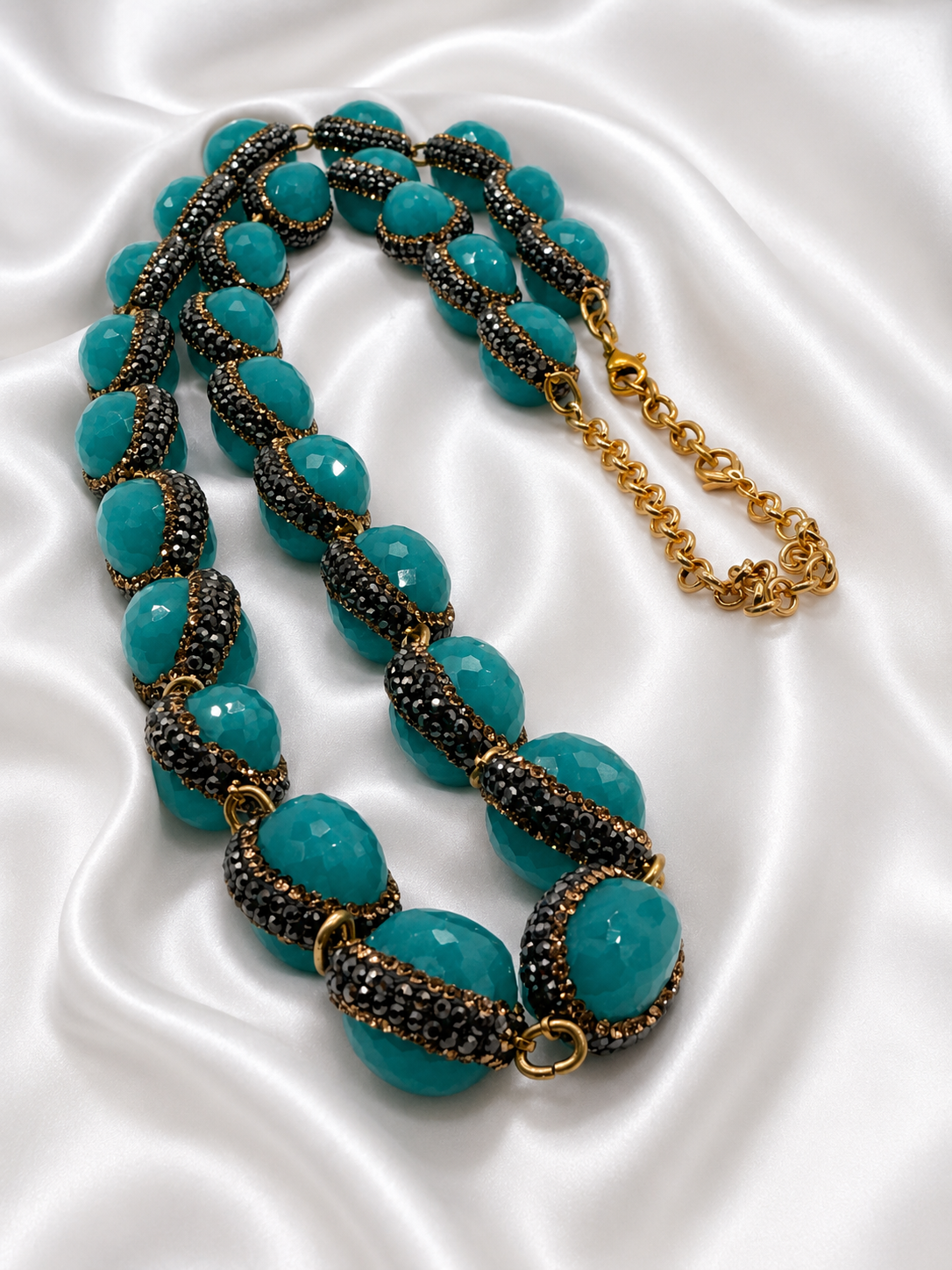 Teal Crystal Bead Necklace