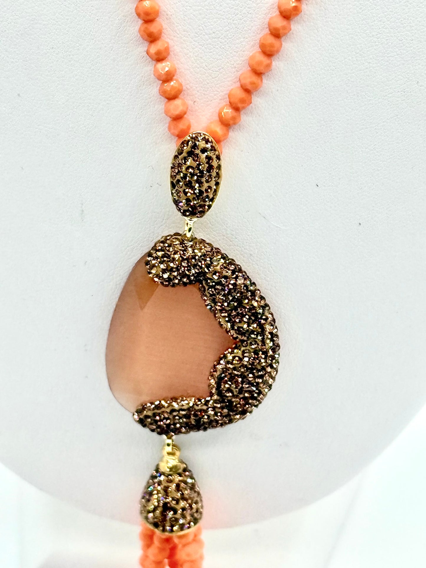 Cat Eye Necklacres with gold Marcasites