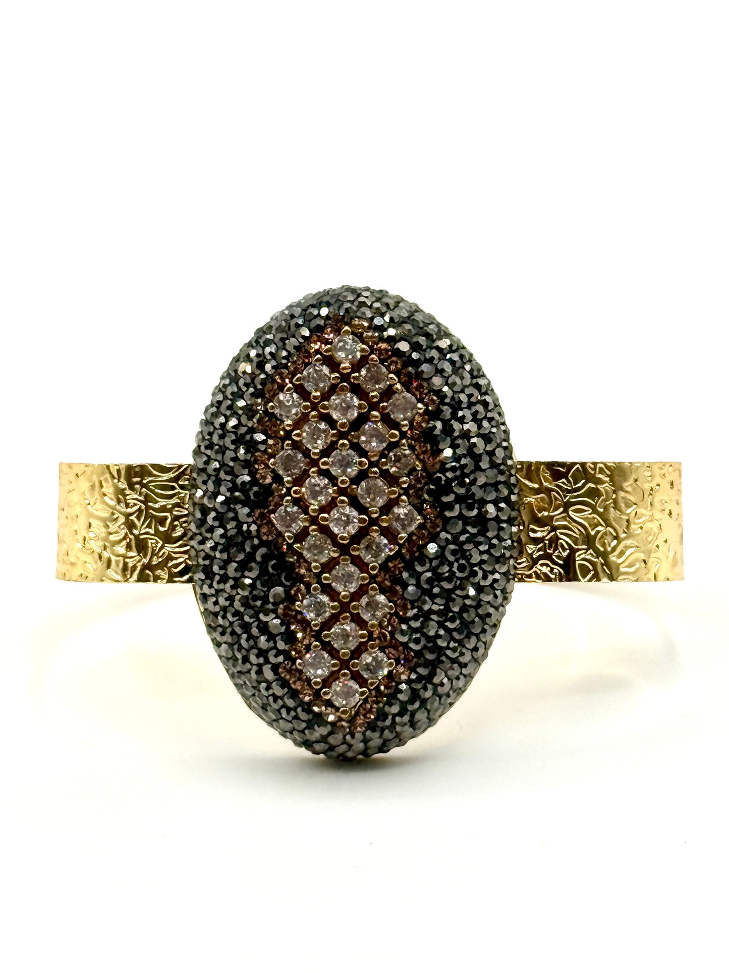 Black Oval Gem Cuff Bangle