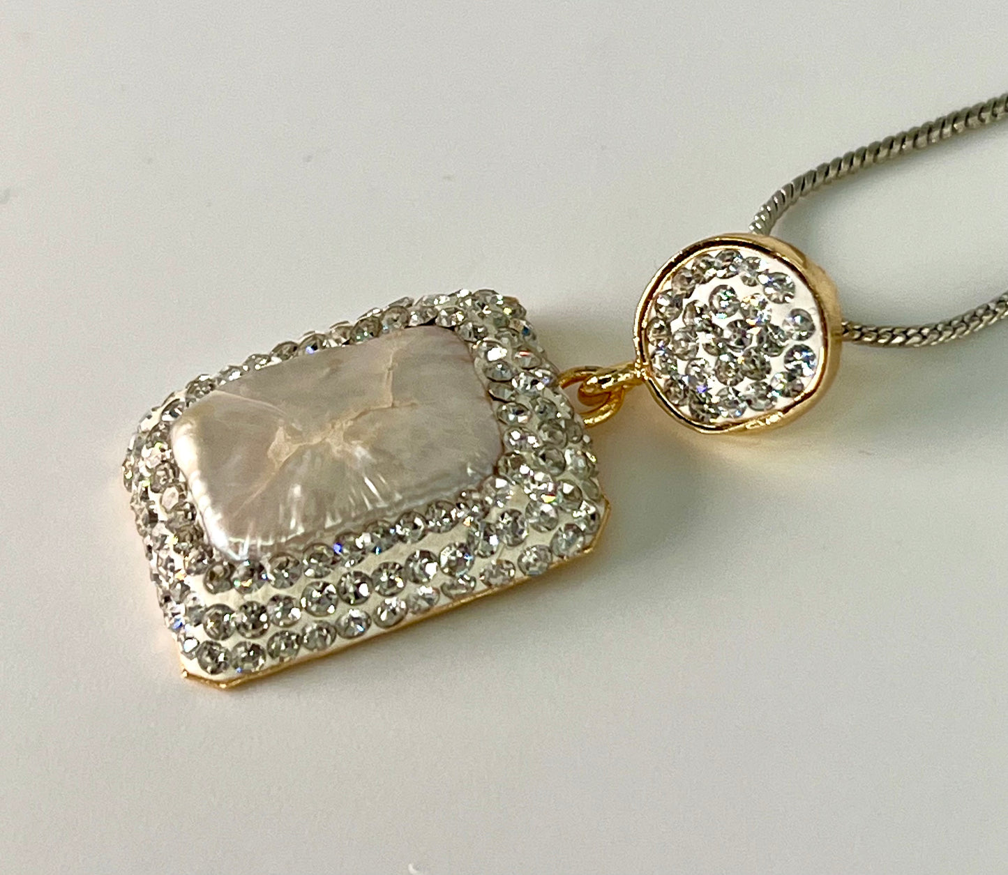 Mother of Pearl with Silver Marcasite Locket Set