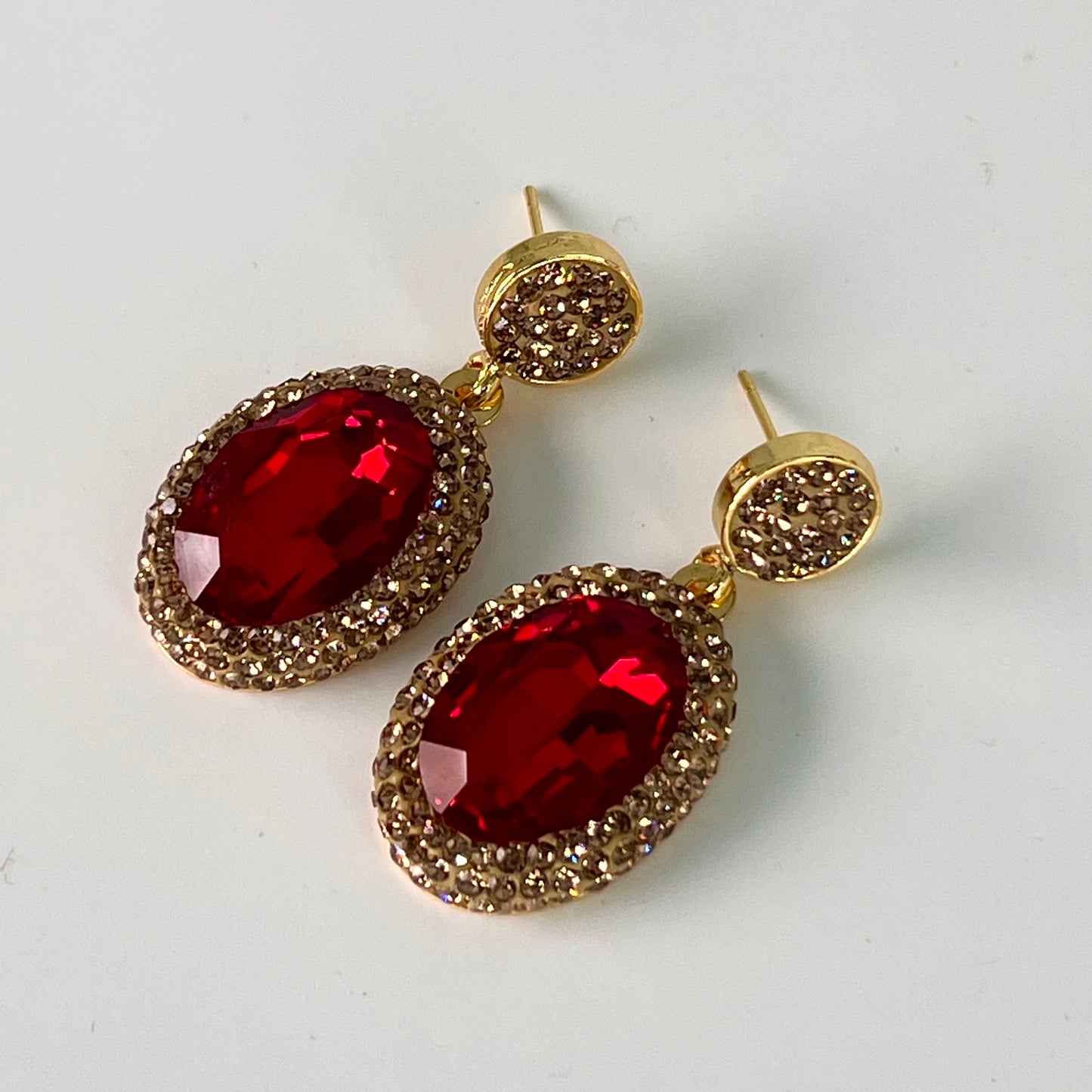 crystal Drop Earrings with gold marcasites