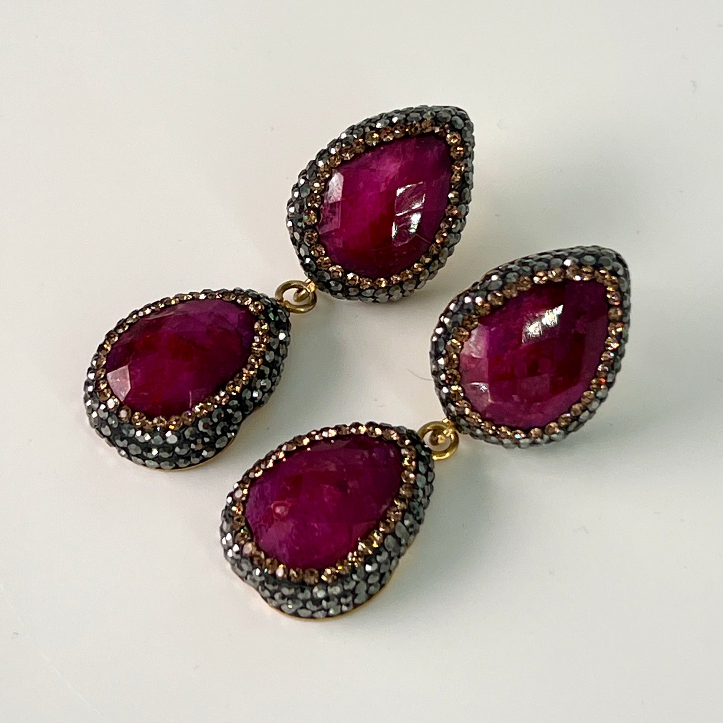 Ruby Marcasite Drop Earrings