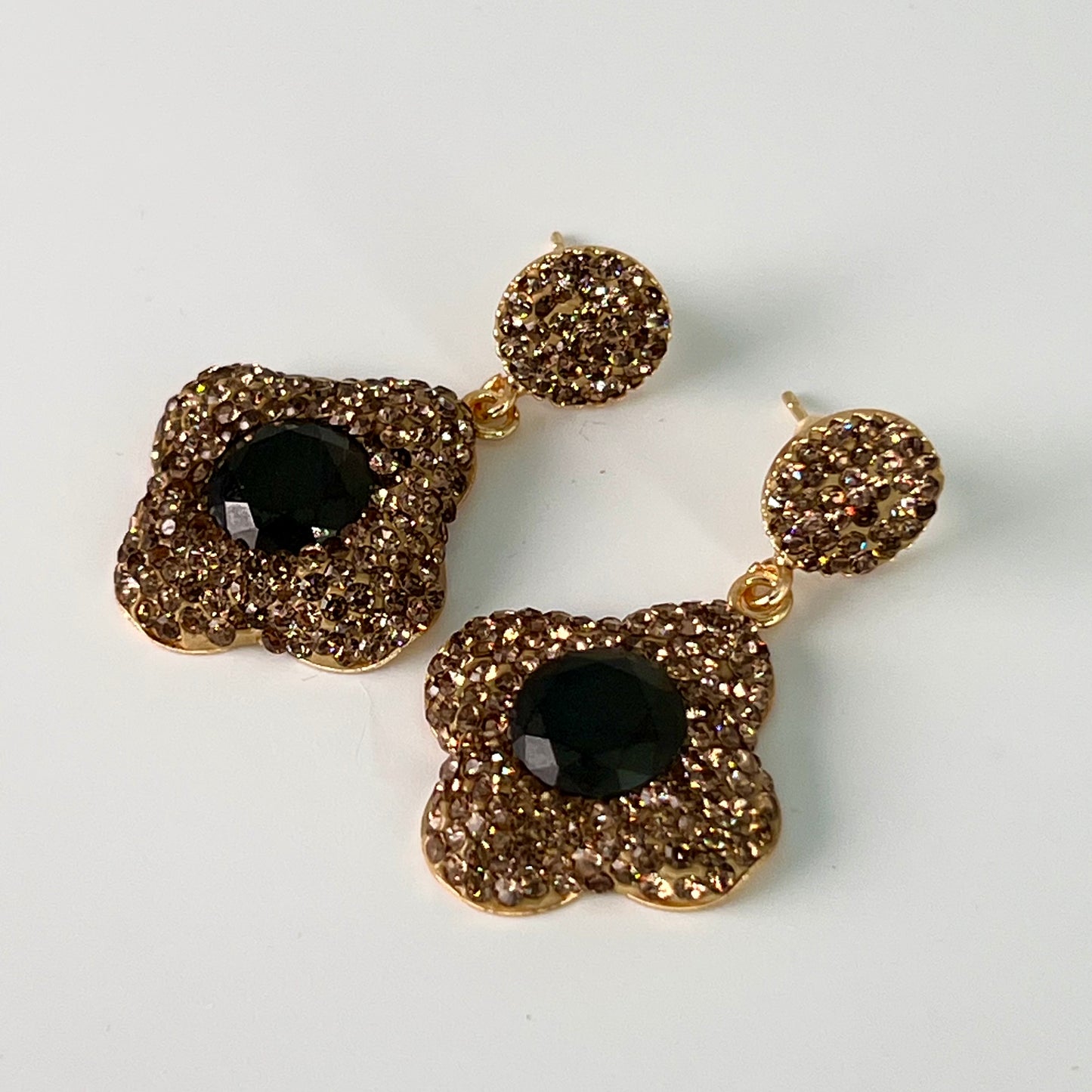 Golden Marcasite Floral Earrings