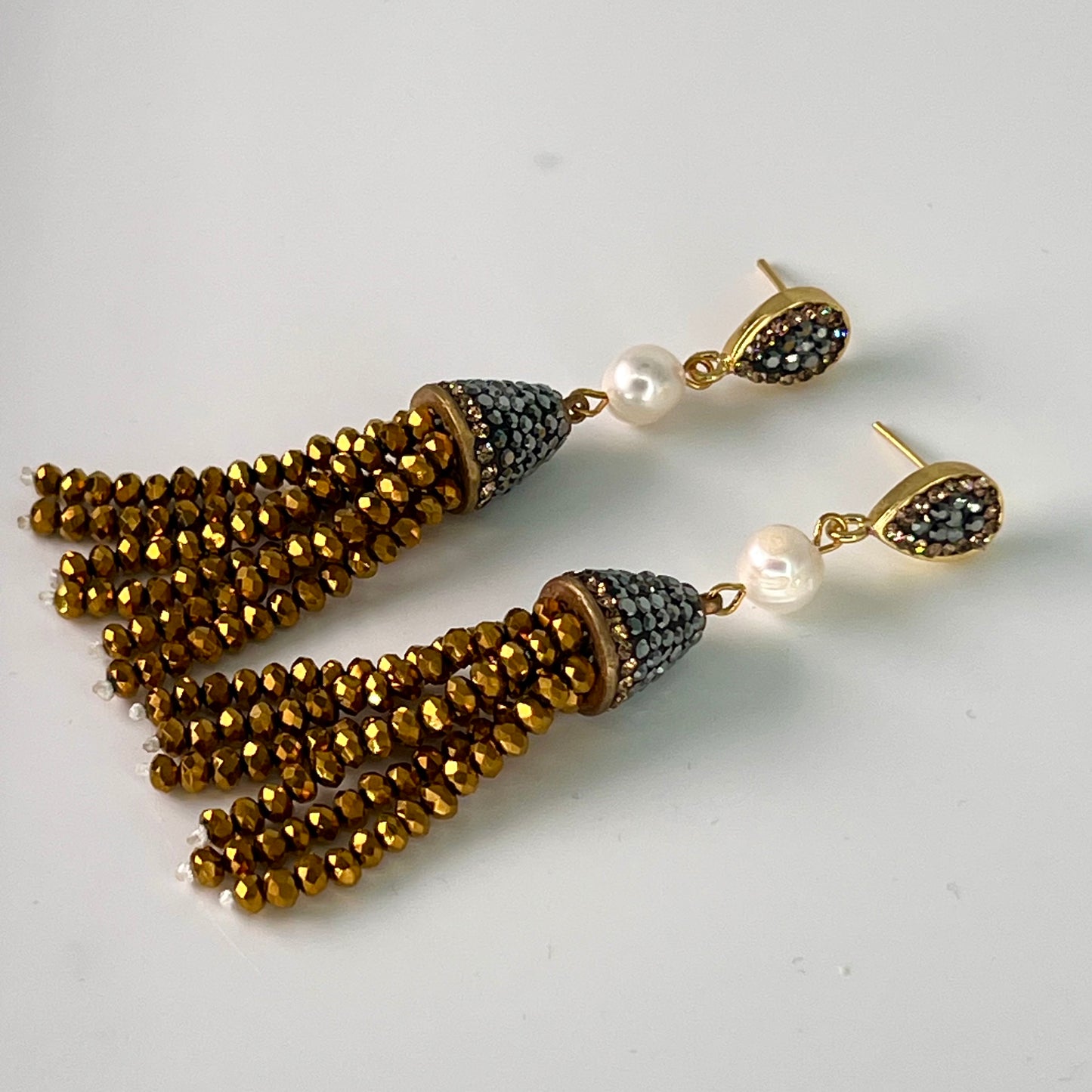 Pearl Tassel Beaded Earrings