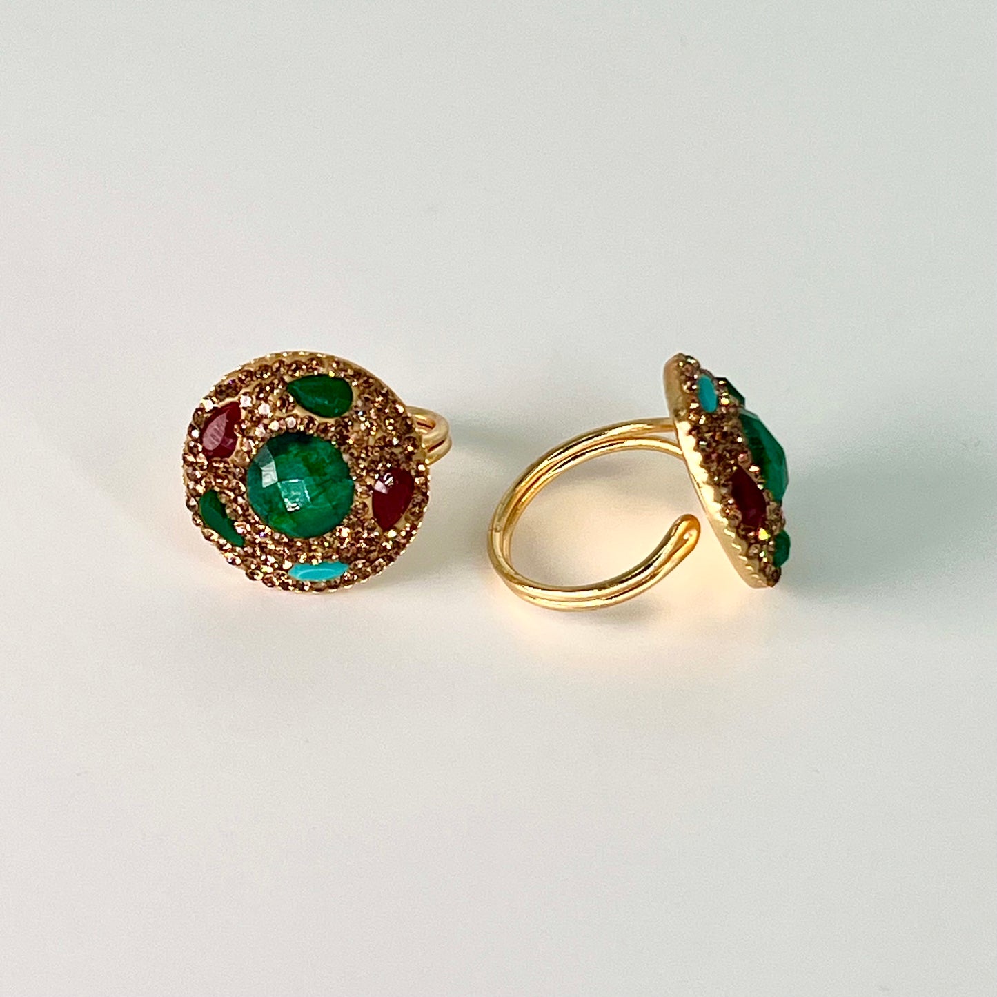 Round Radiance Ring with gold marcasites