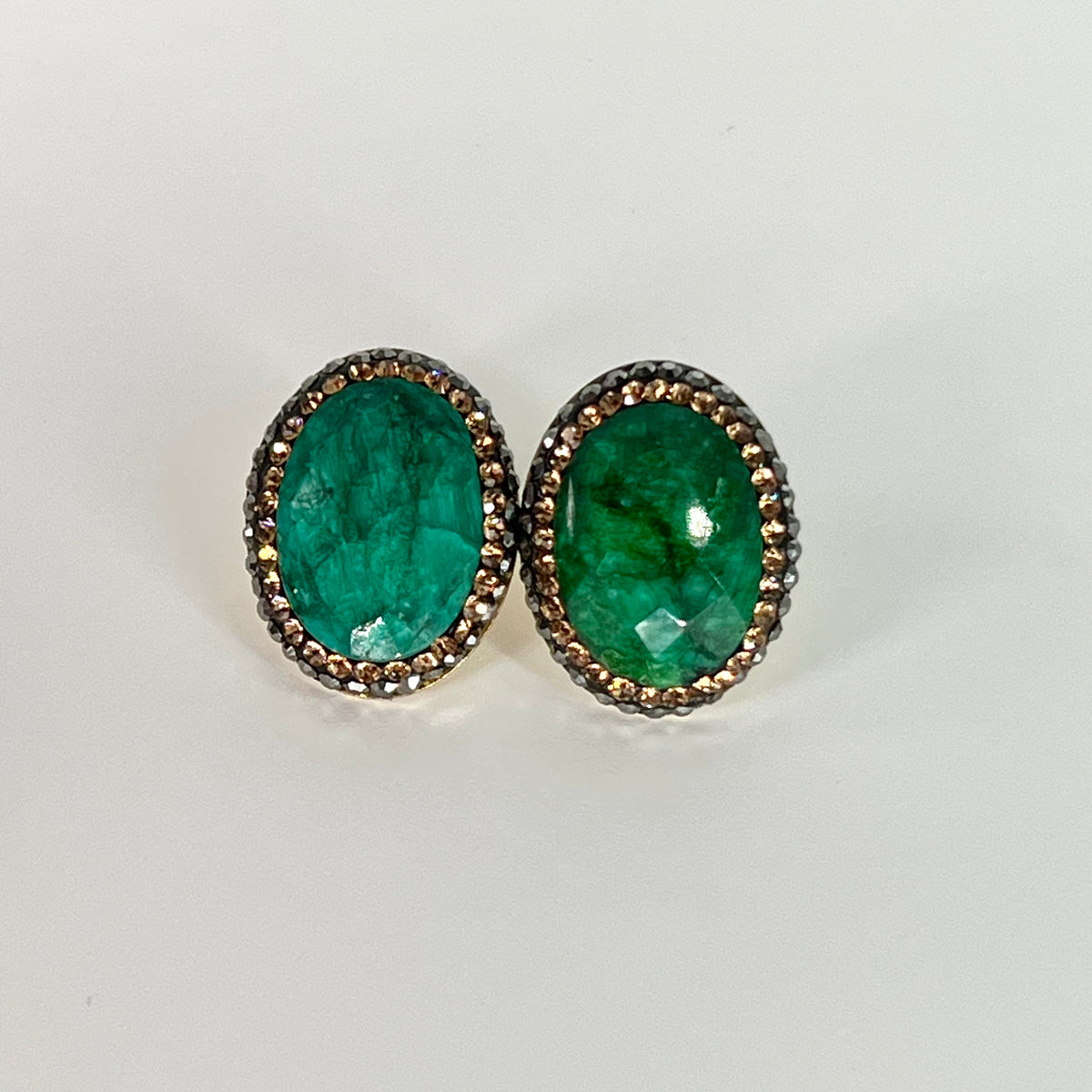 Cat eye Studs with black Marcasites