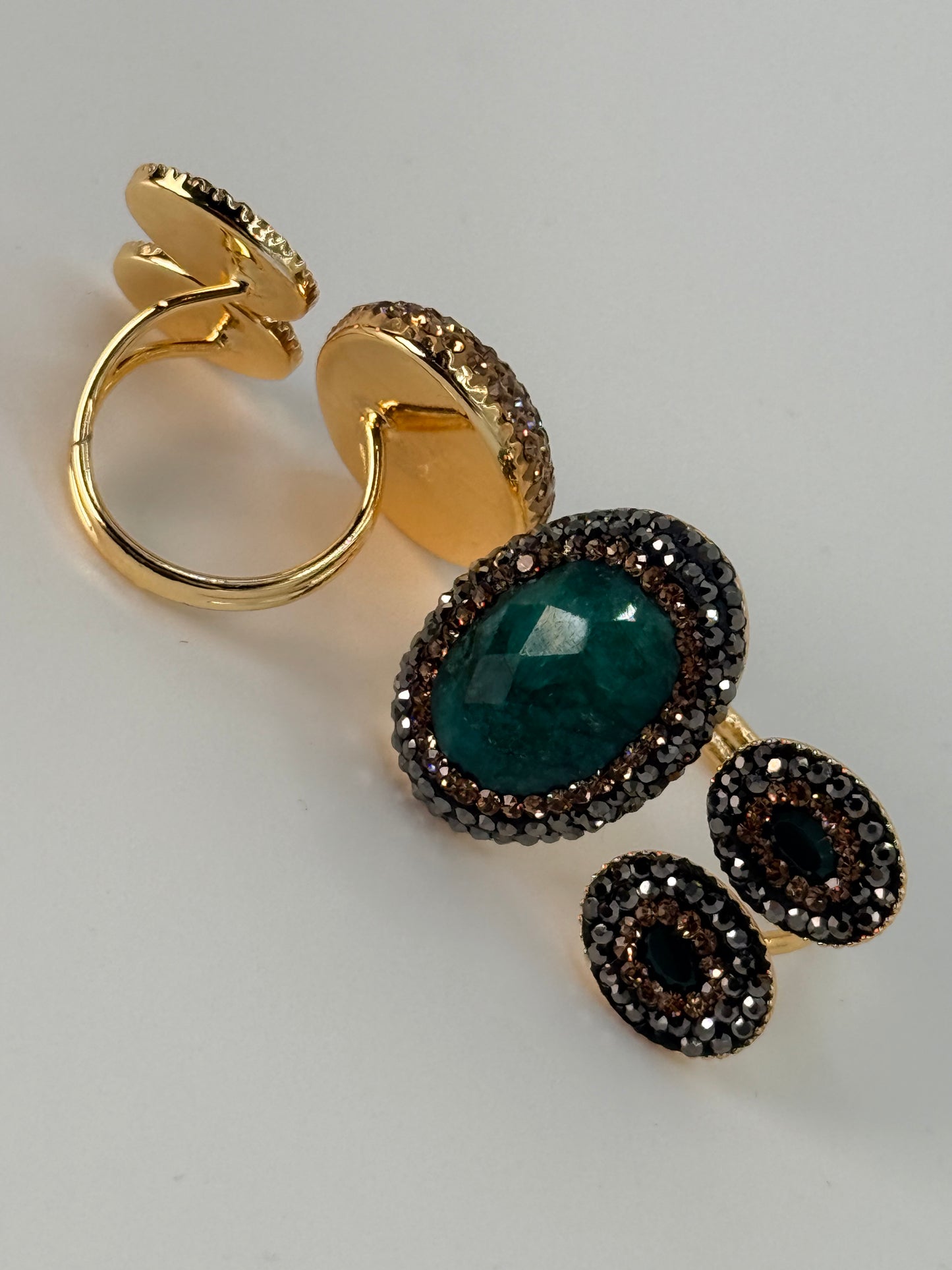 Triple Stone Ring with black Marcasites