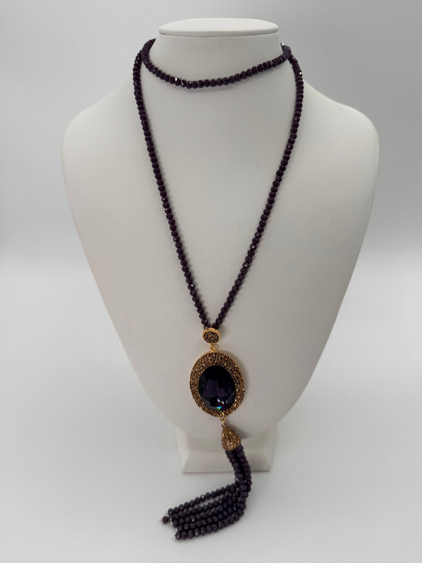 Crystal Necklace with gold marcasites