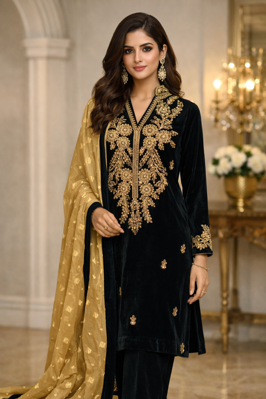 Regal Velvet Dori Embroidered Suit