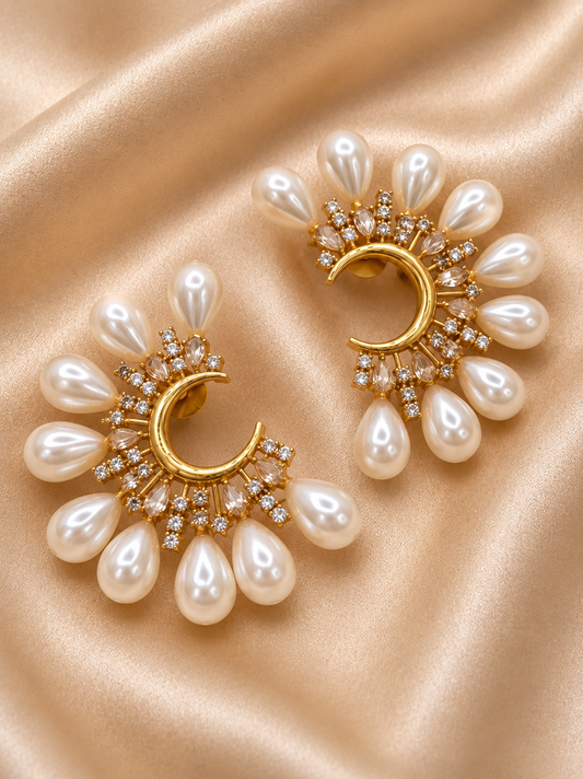 Pearl Hoop Studs