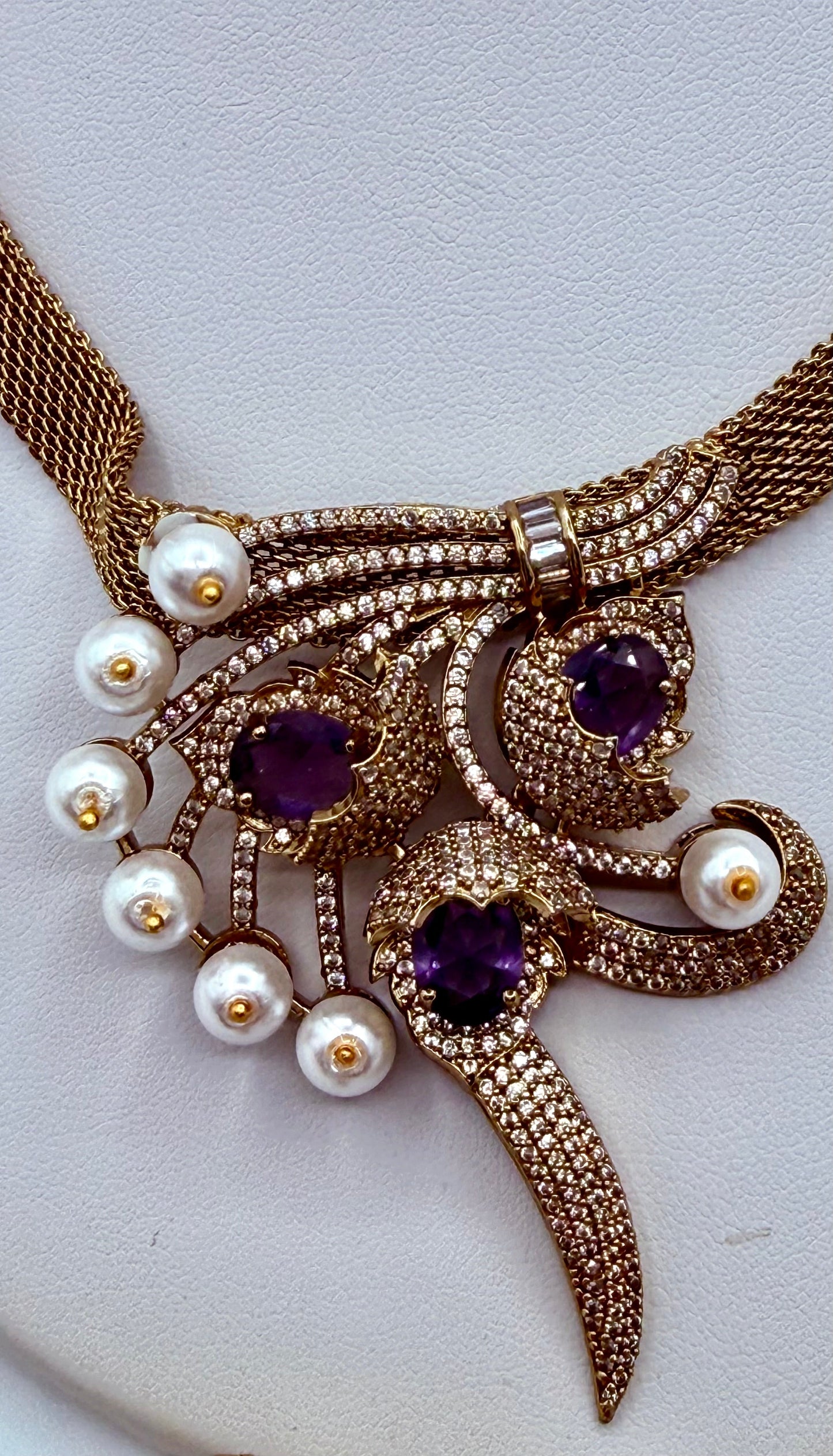 Amethyst Pearl Crystal Necklace Set