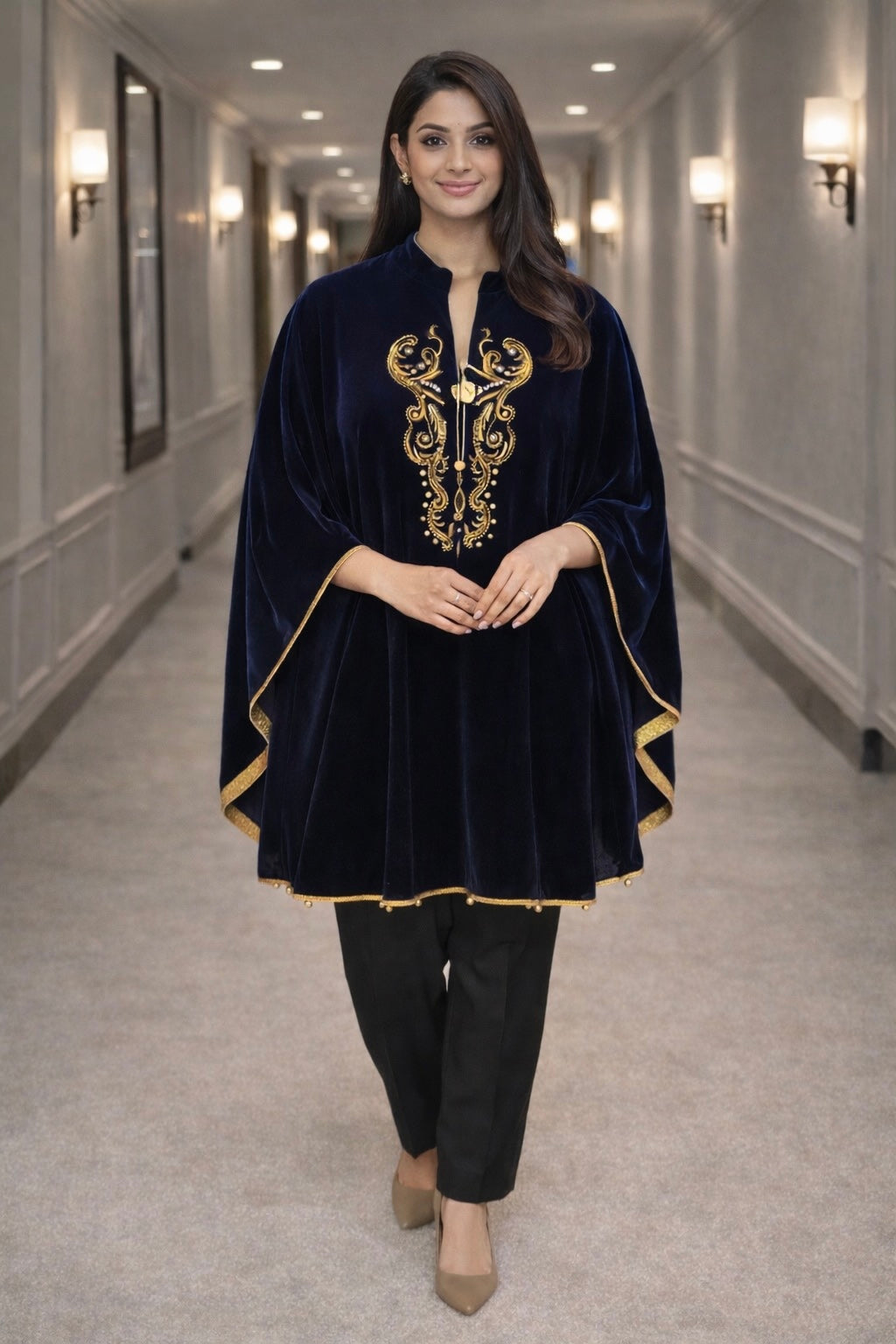Velvet Embroidered Cape