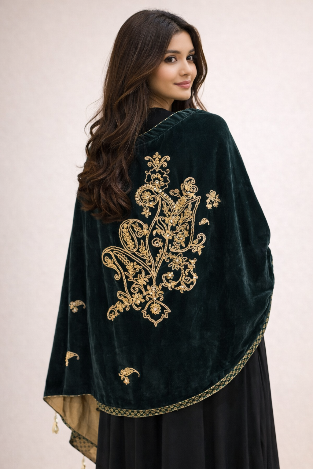 Imperial Embroidered Velvet Wrap