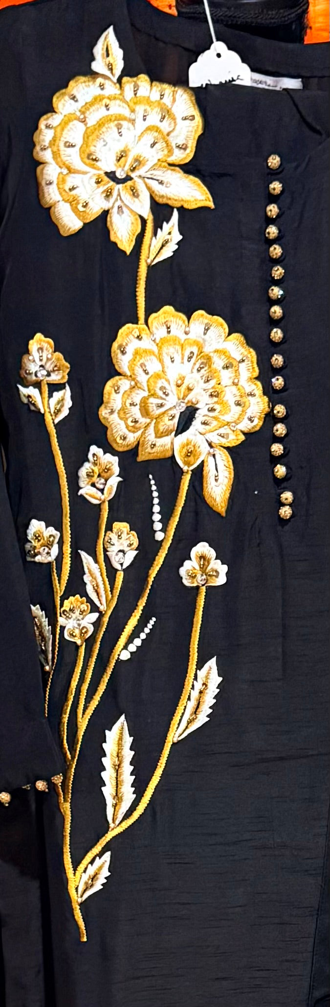Black & Gold Floral Embroidered Suit