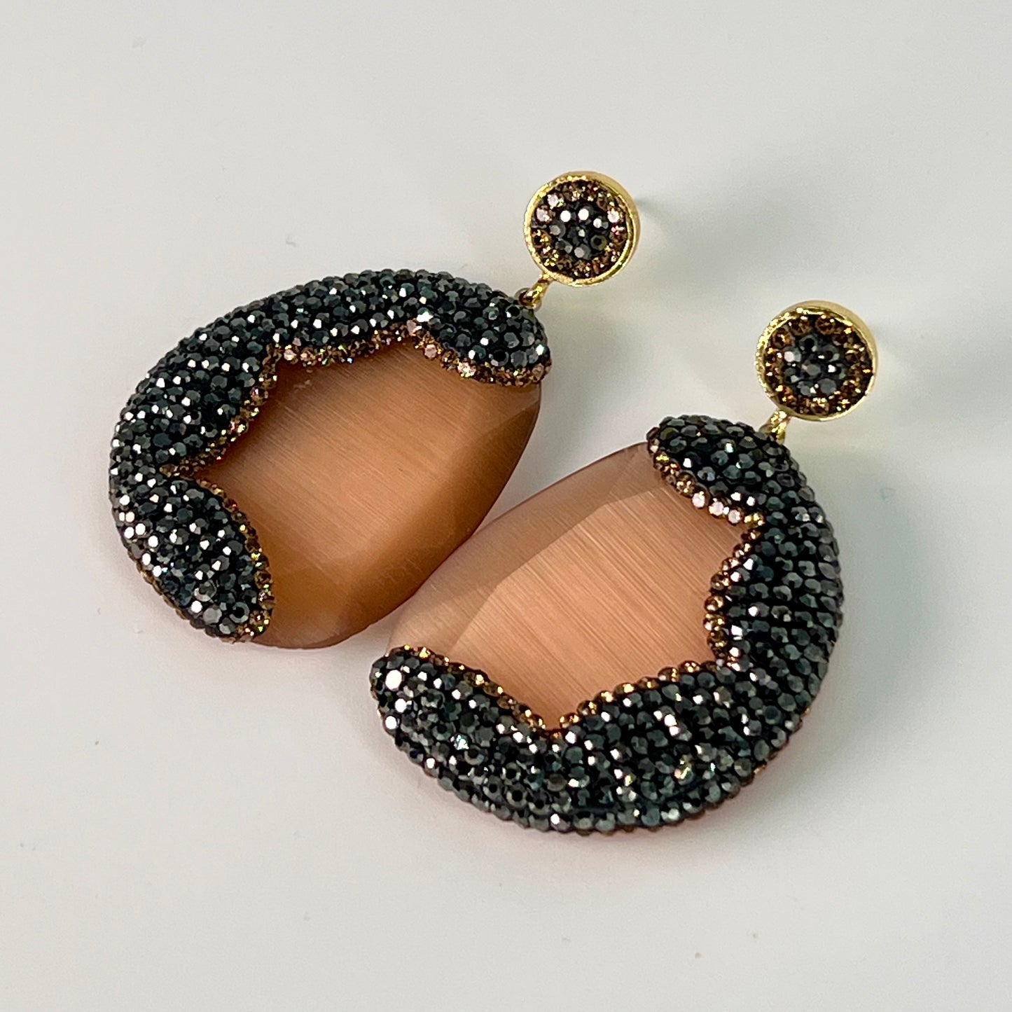 Peach Cat Eye Earrings