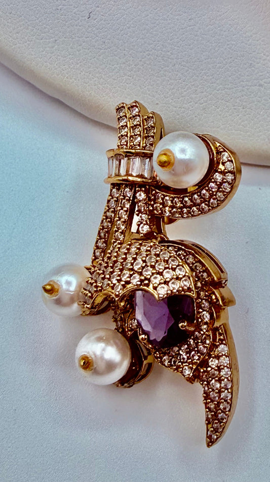 Amethyst Pearl Crystal Necklace Set