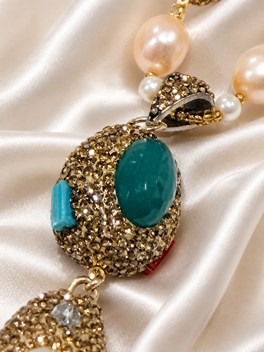 Gold Marcasite & Semi-Precious Stone Necklace