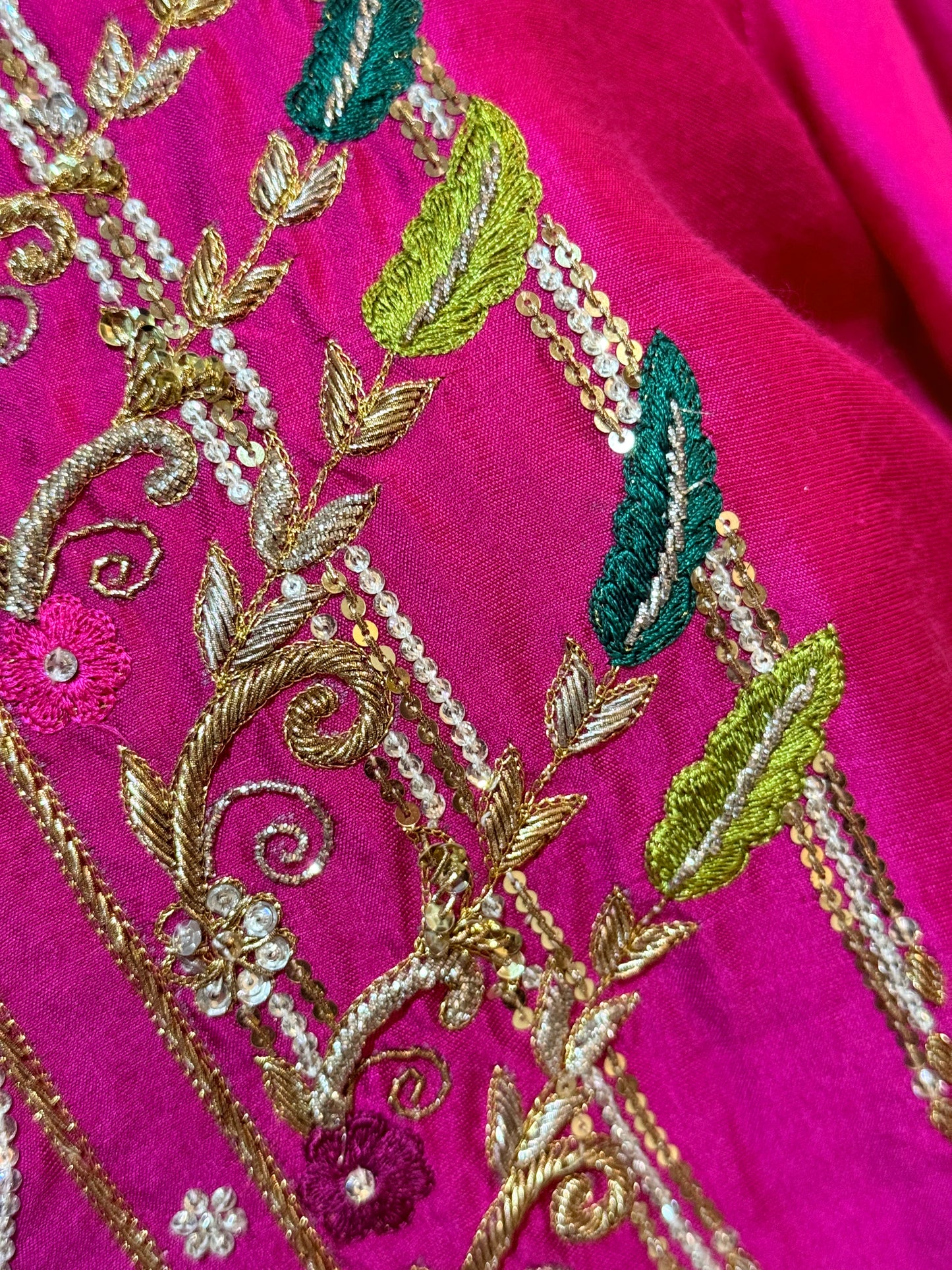 Pure Sheesha Silk Pink with Burgundy Suit