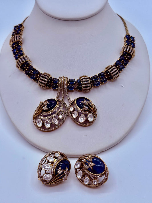 Royal Blue & Gold Necklace Set