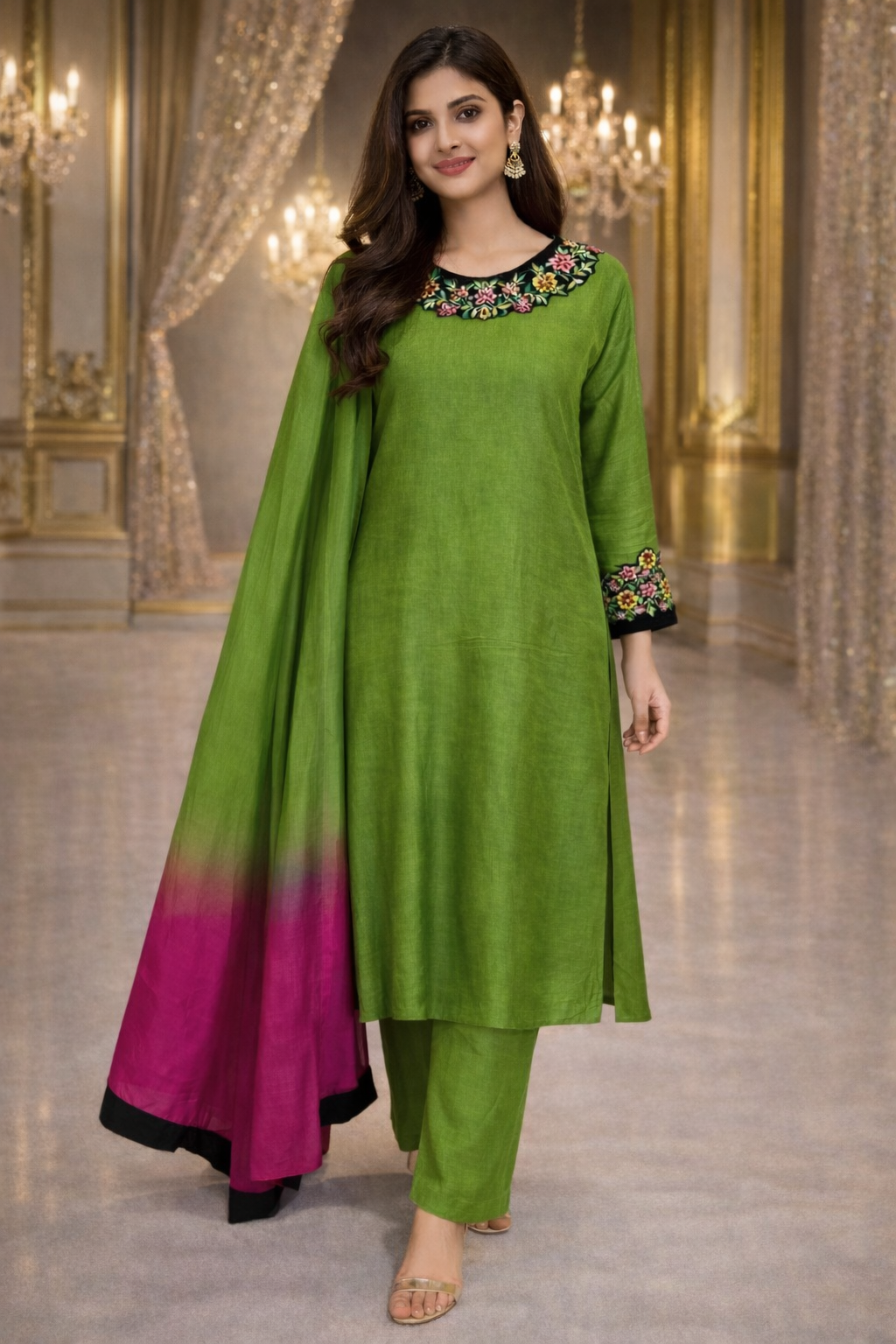 Luxury Raw Silk Ensemble with Pure Silk Dupatta