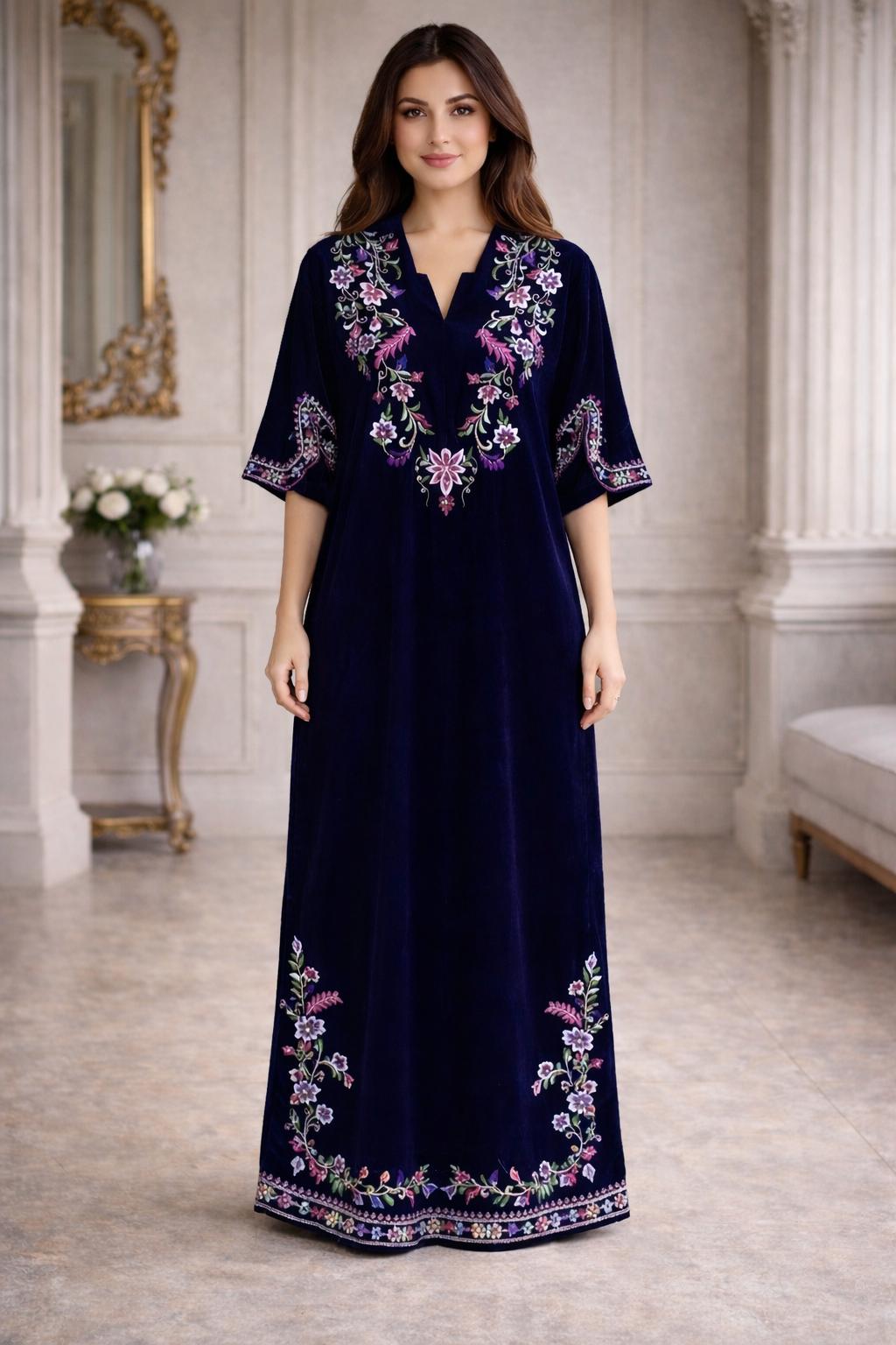 Embroidered Kaftan Dress