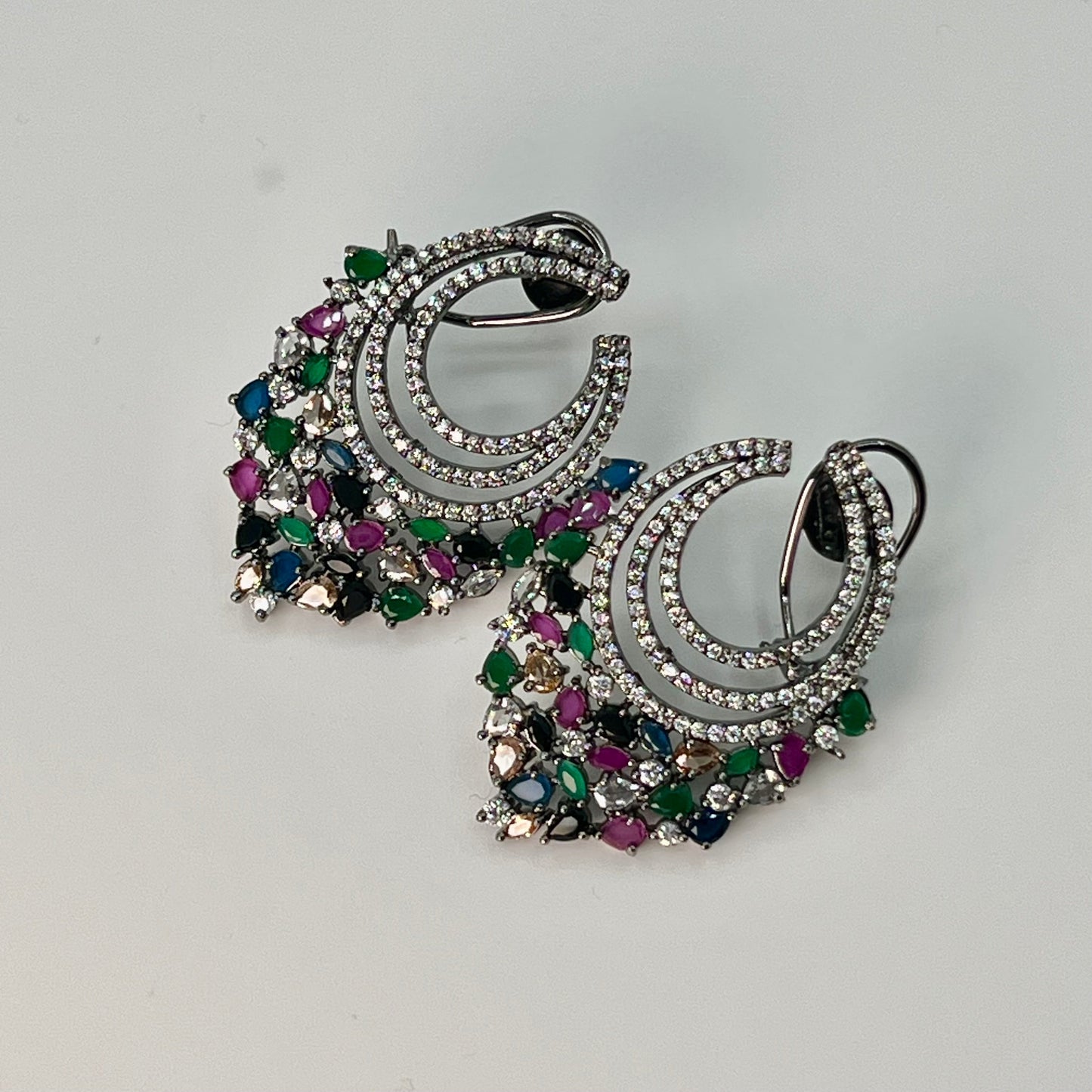 Gemstone Curve Earrings