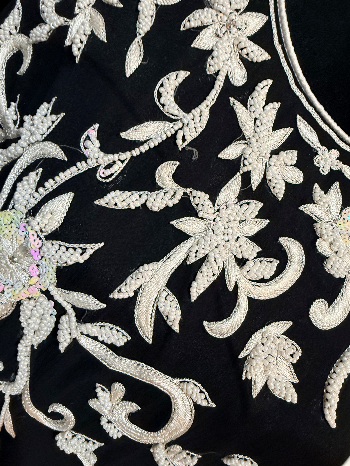Embroidered Black Chiffon Dress