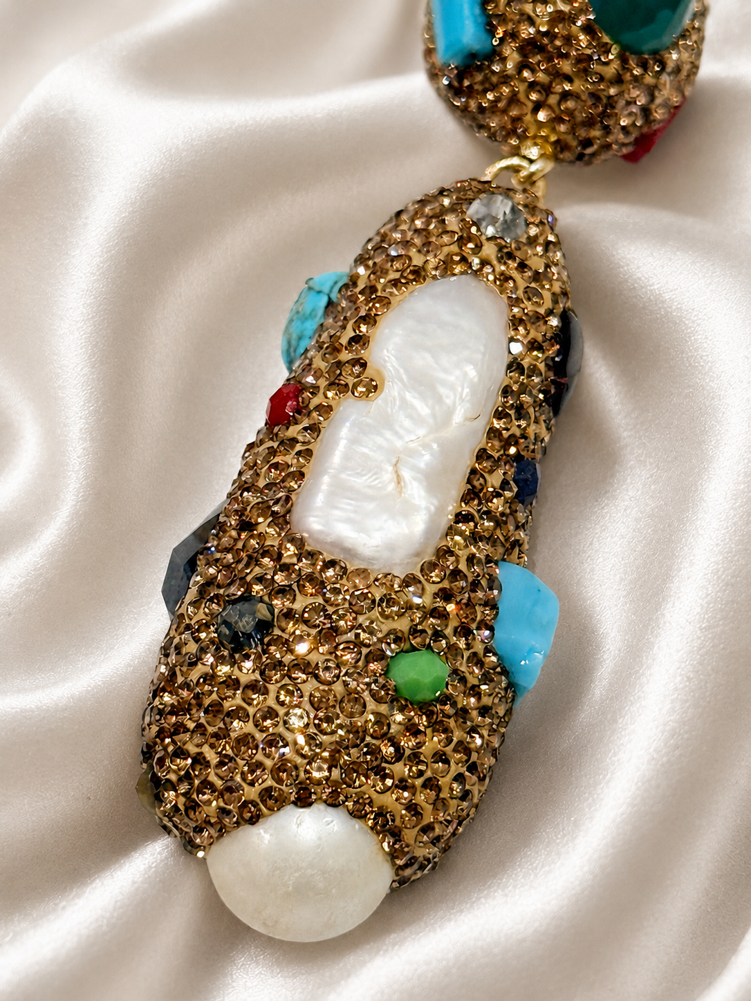 Gold Marcasite & Semi-Precious Stone Necklace