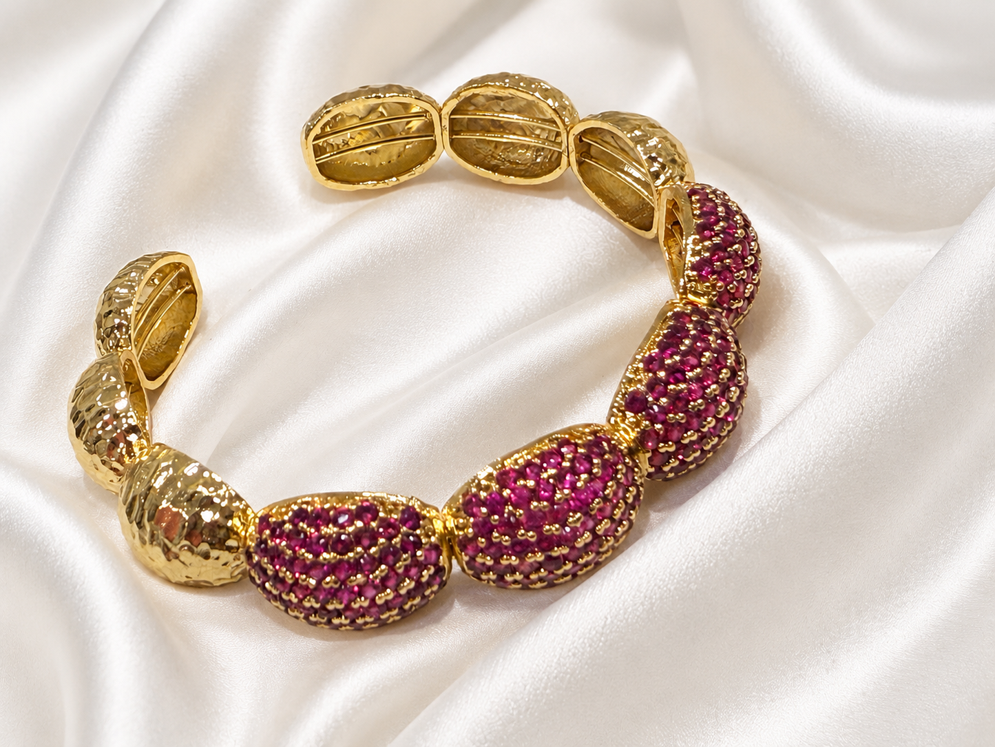 Ruby Pavé Gold Bangle