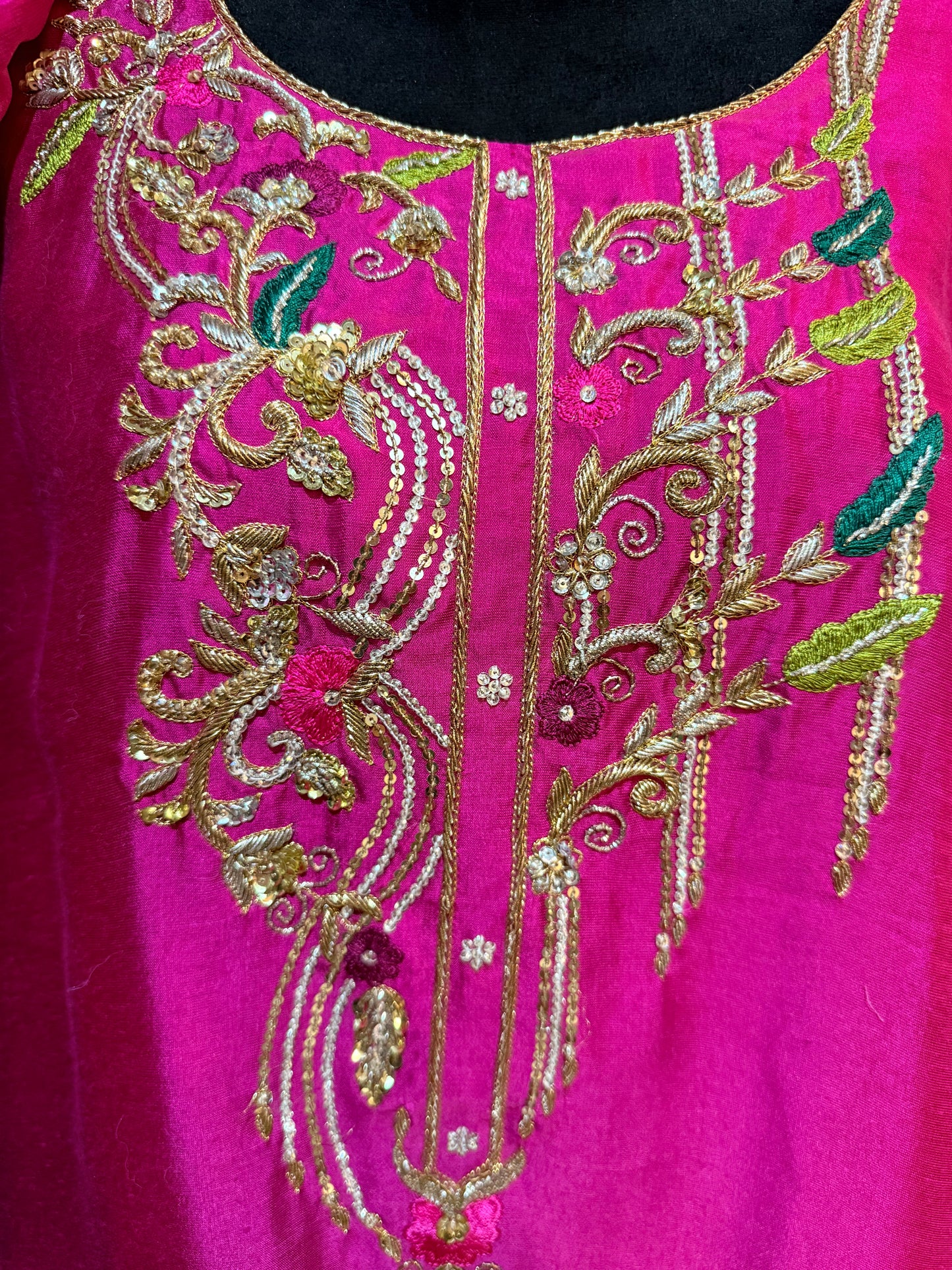 Pure Sheesha Silk Pink with Burgundy Suit