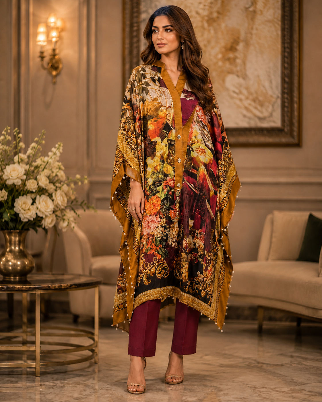 Digital Printed Kaftan with Inner Suit
