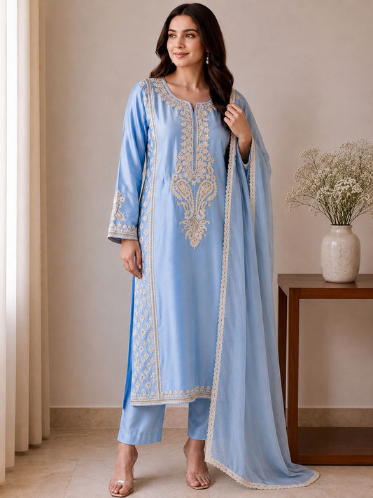 Pure Sheesha silk formal outfit with thread embroidery