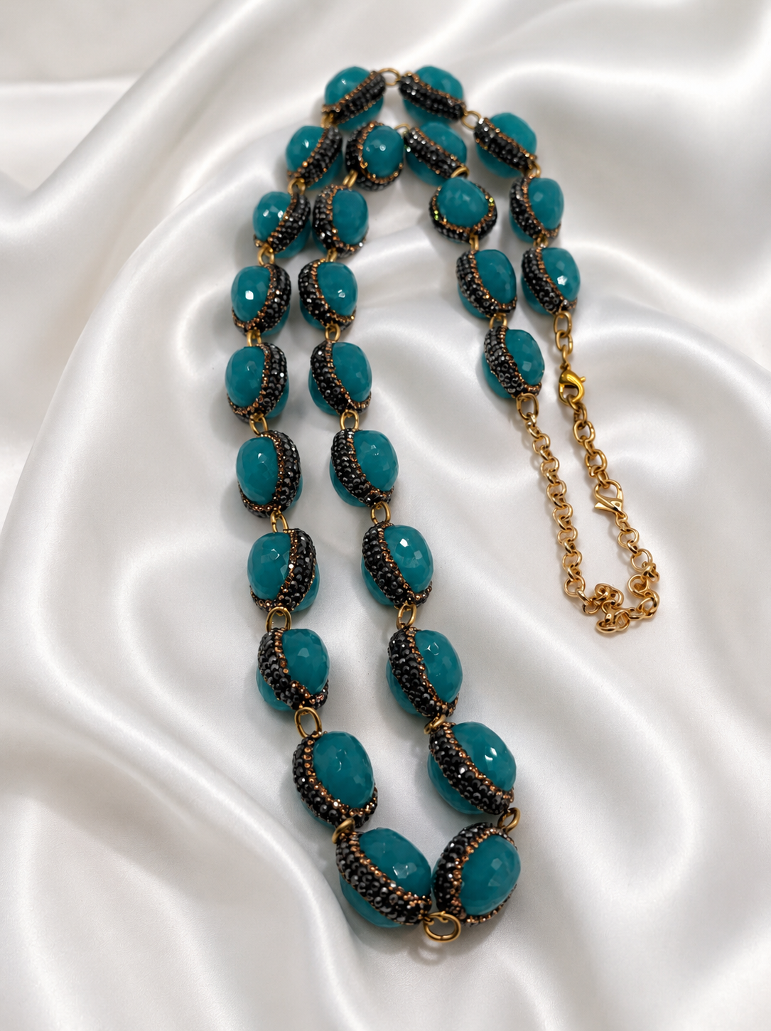 Teal Crystal Bead Necklace