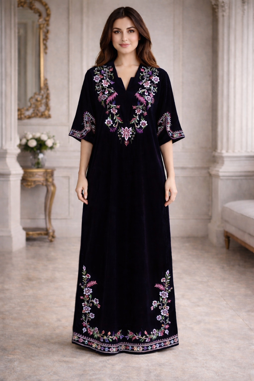 Embroidered Kaftan Dress