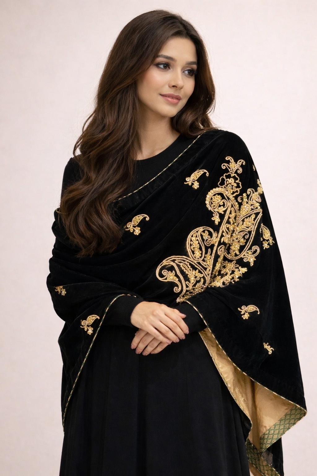 Imperial Embroidered Velvet Wrap