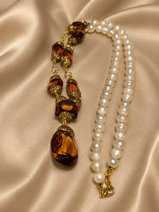 Zultanite Colour-Changing Necklace with Baroque Pearls