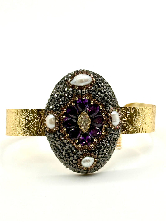 Antique Amethyst Pearl Bangle