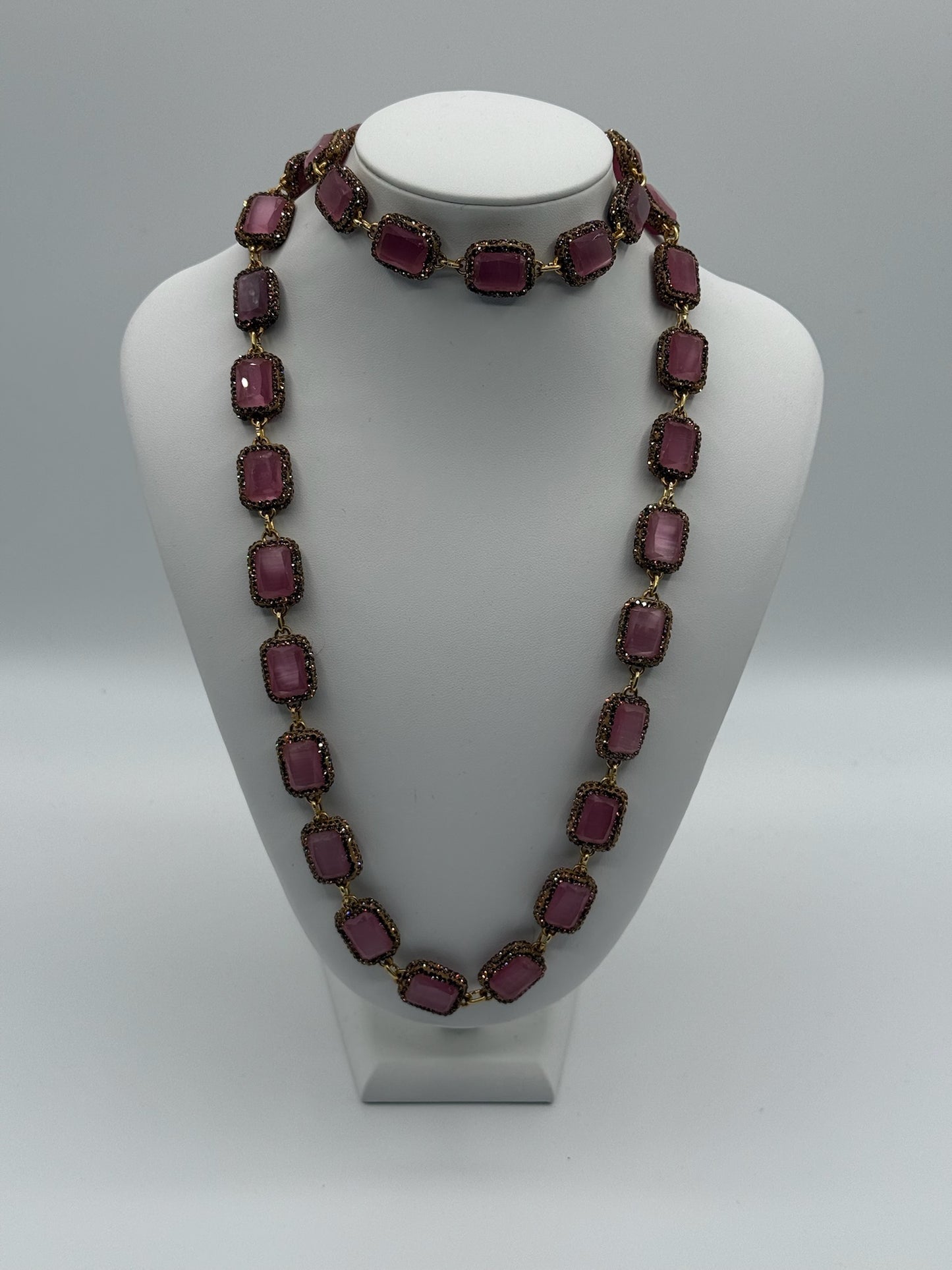 Soft Rose Pink Cat Eye Necklace