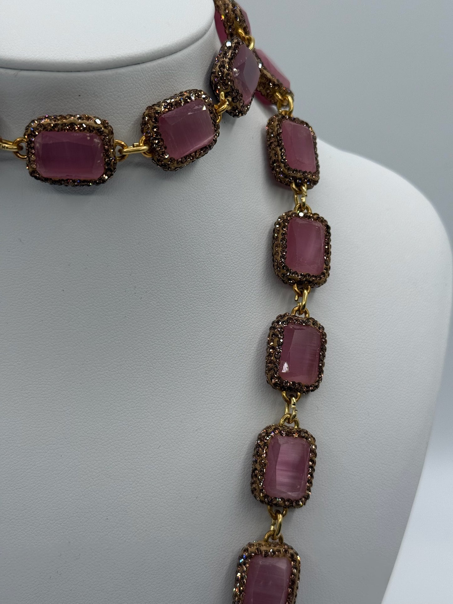 Soft Rose Pink Cat Eye Necklace