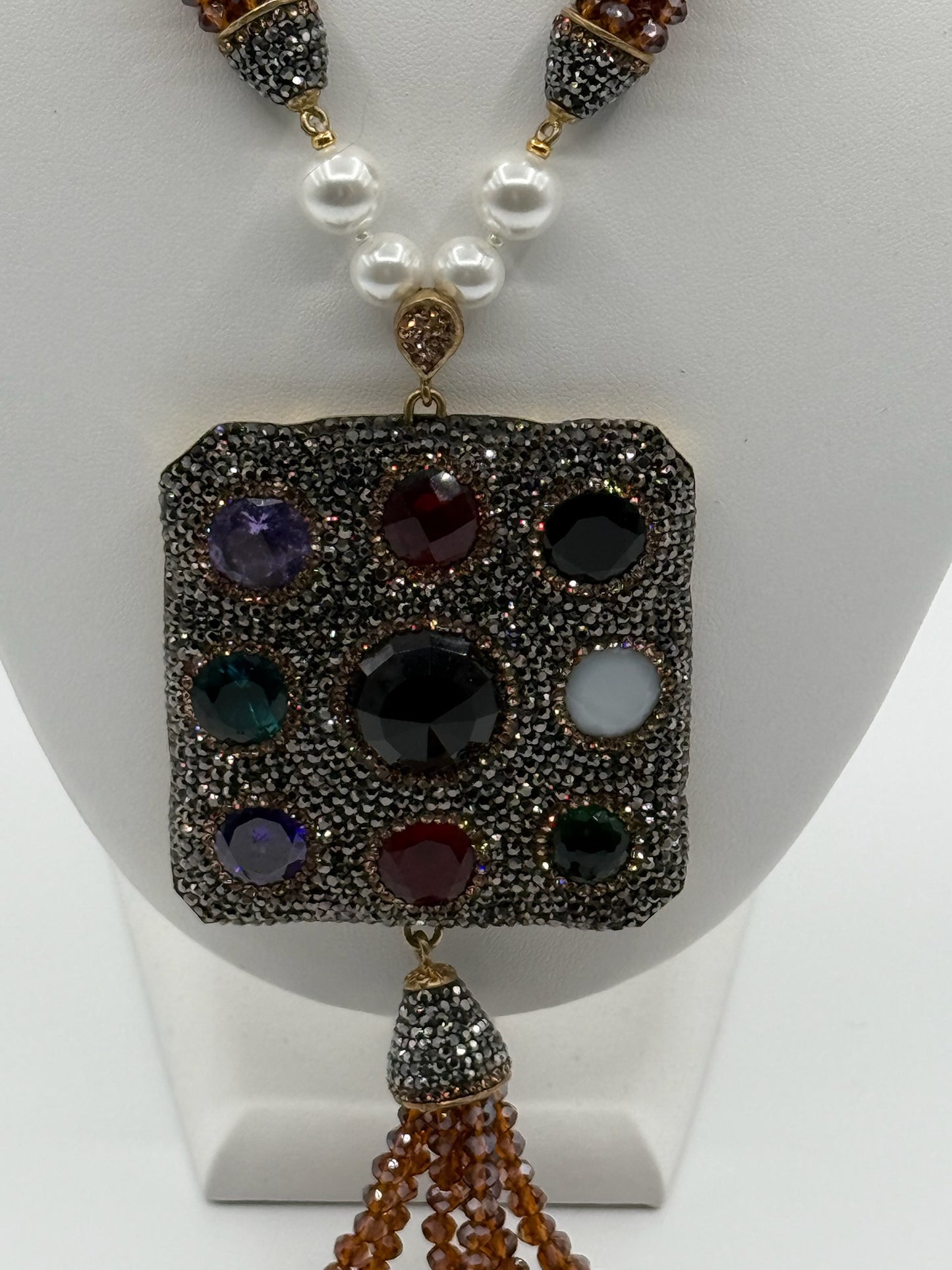 Square Brown Charm Necklace
