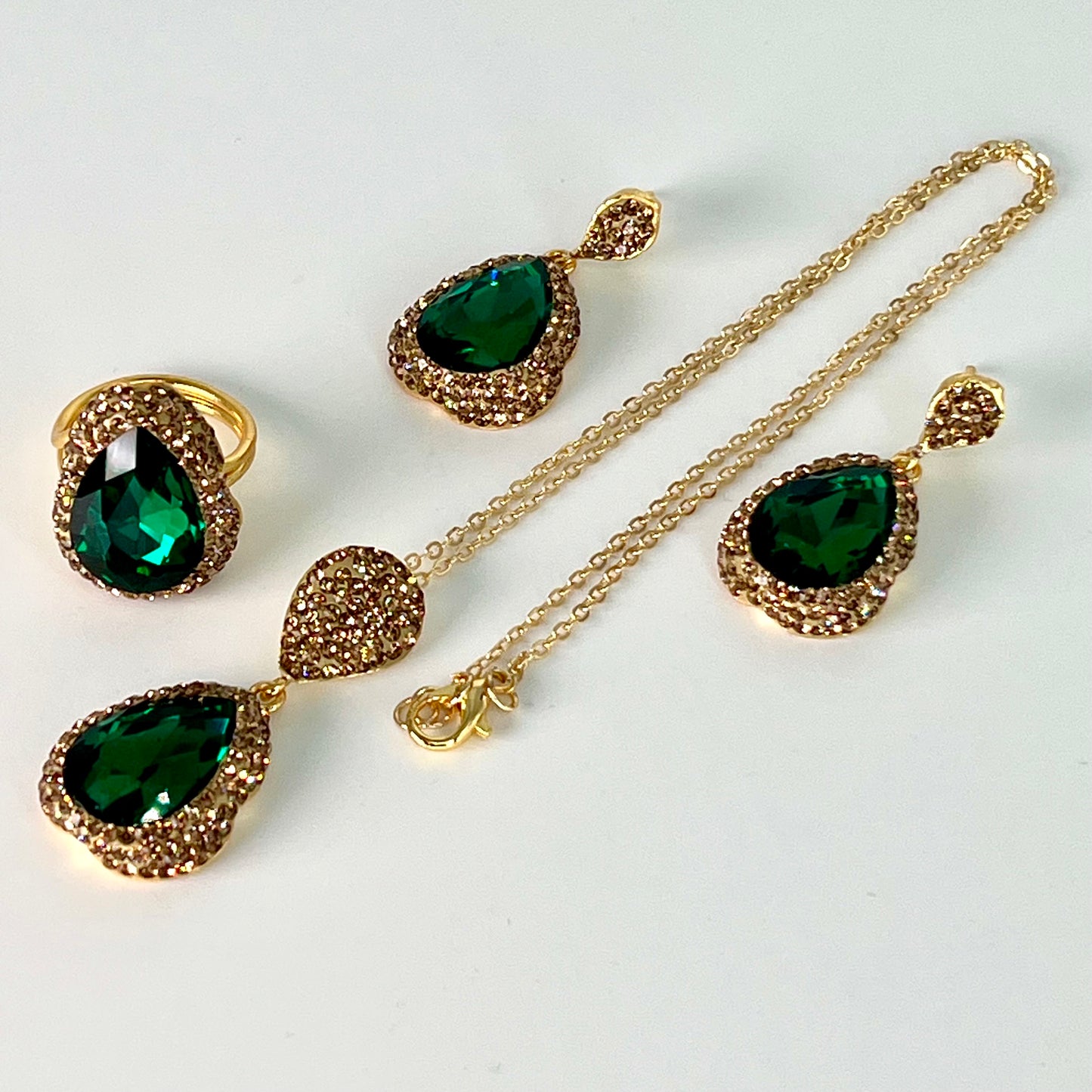 Crystal Teardrop Locket Set