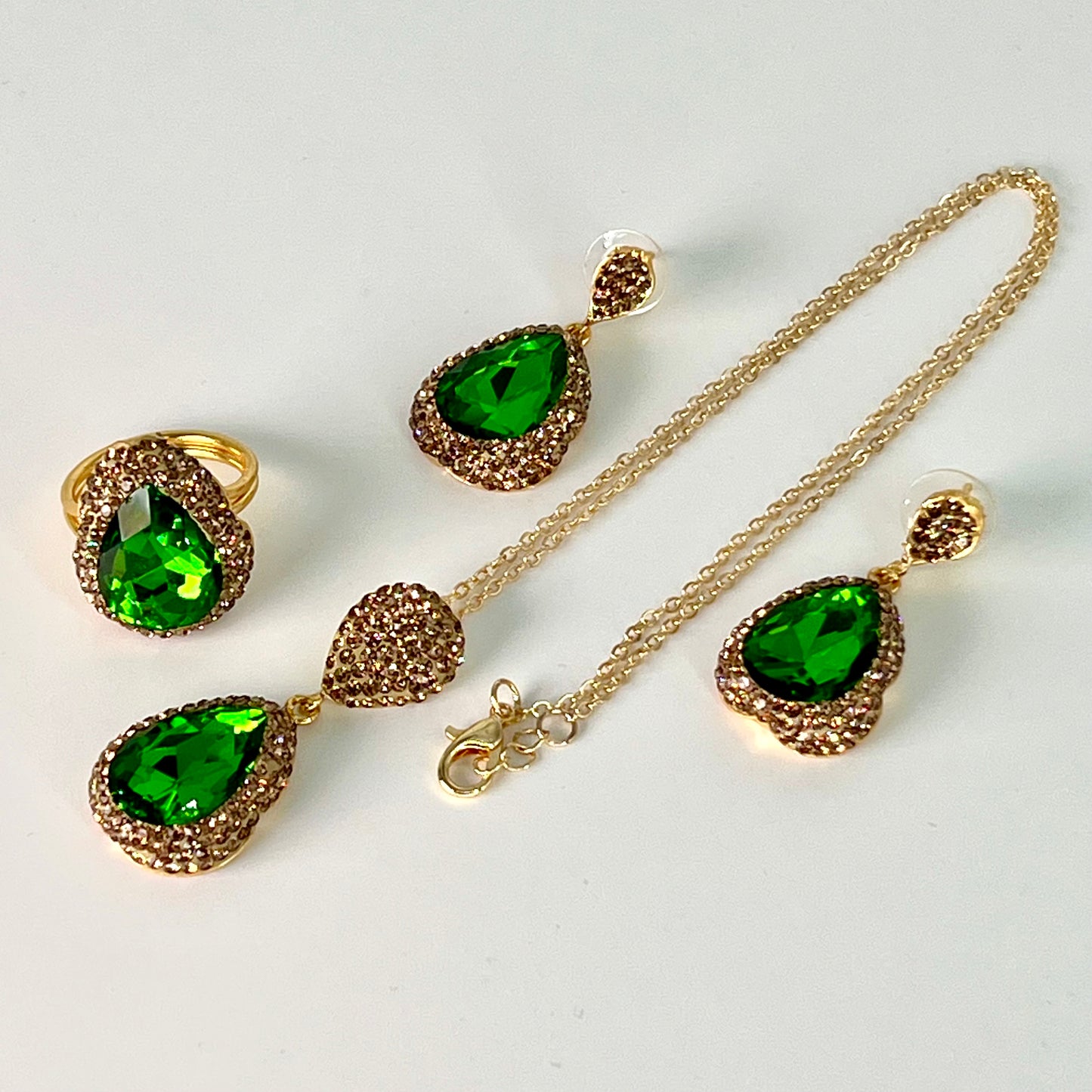 Crystal Teardrop Locket Set