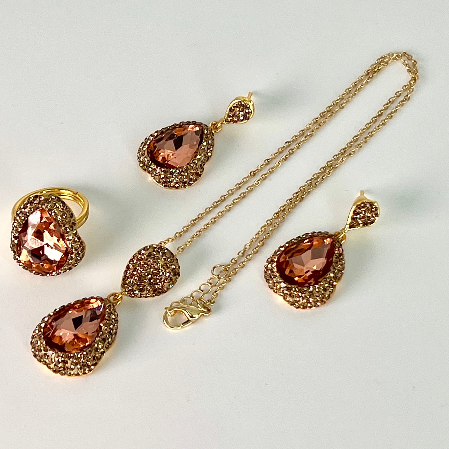 Crystal Teardrop Locket Set