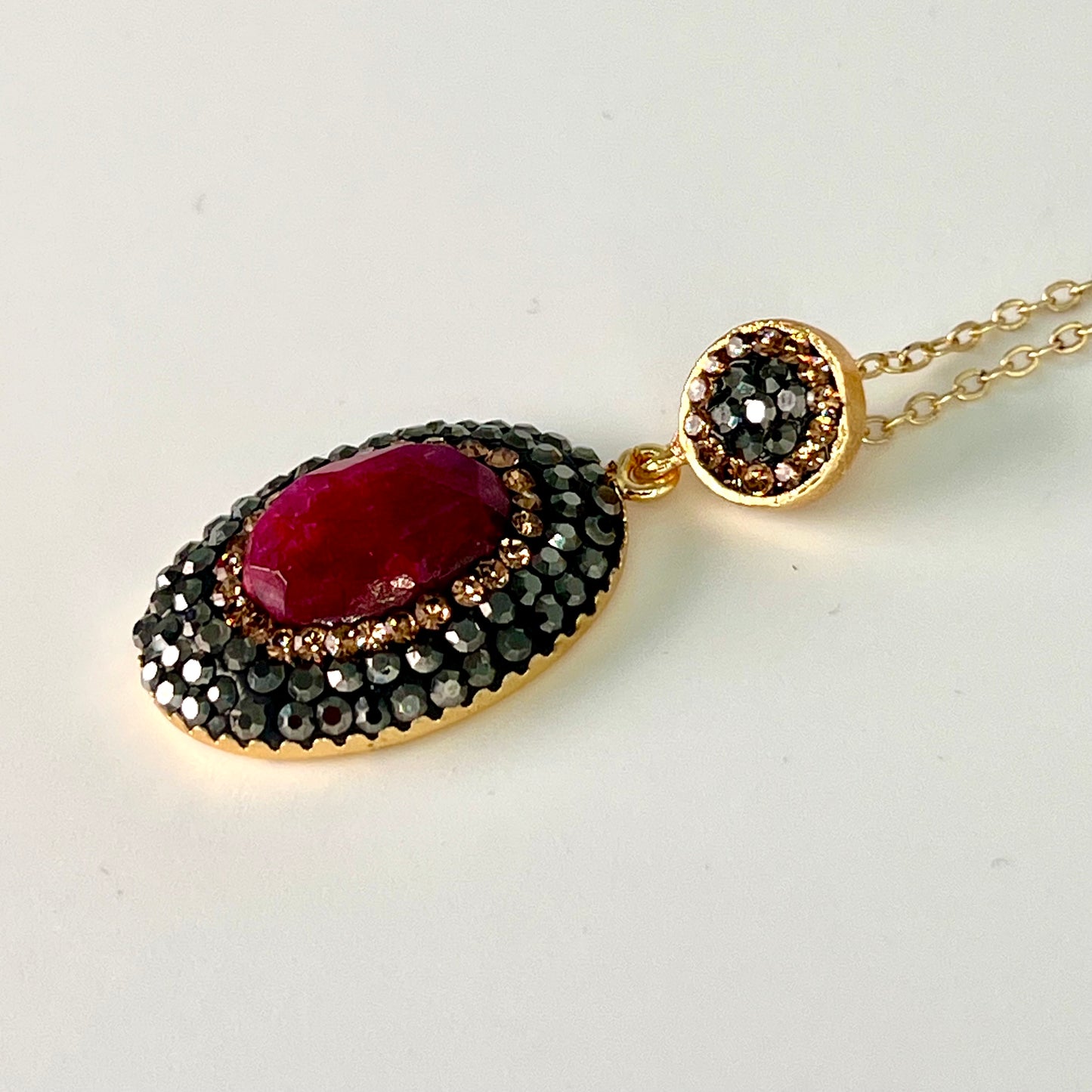 Ruby Marcasite Four-Piece Locket Set