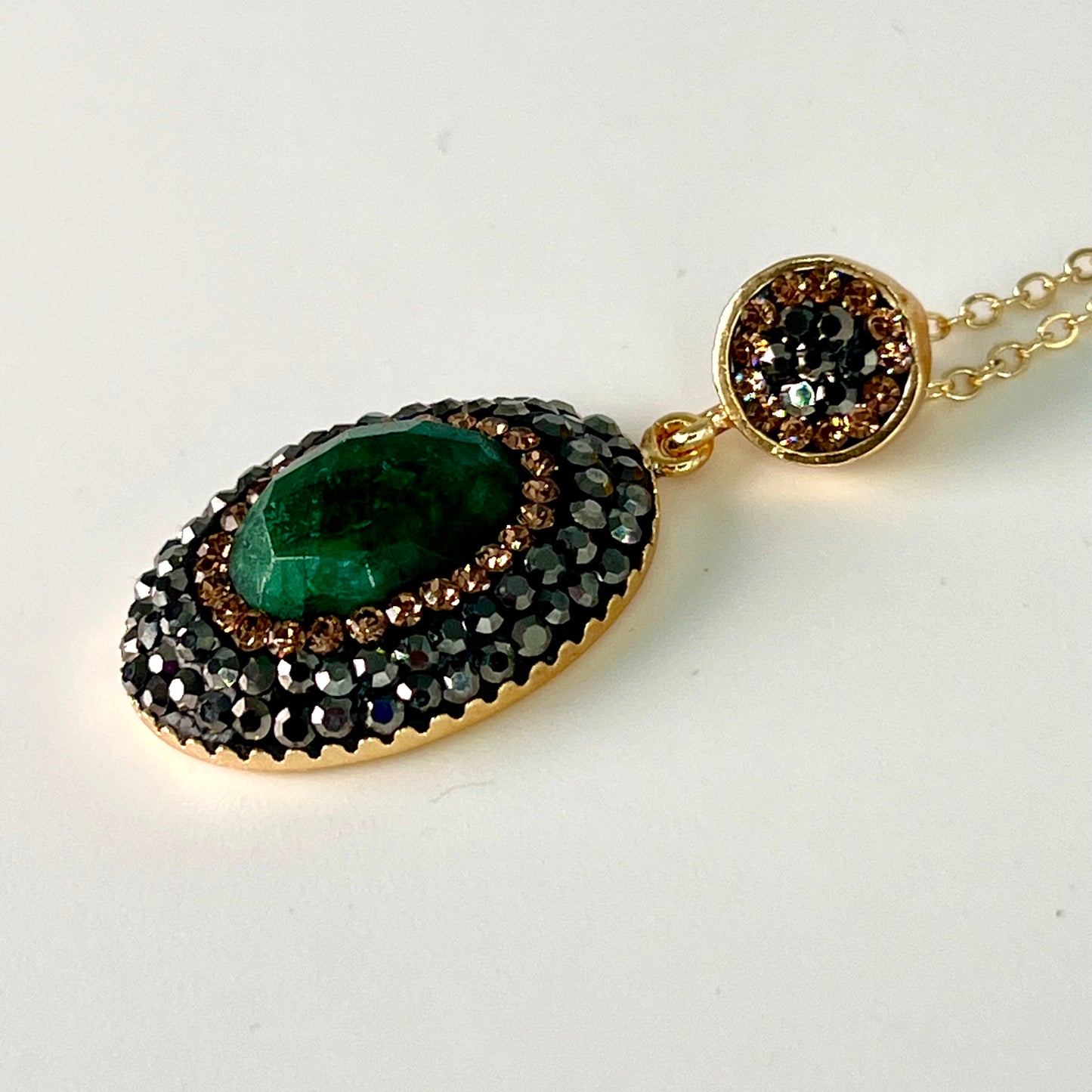 Emerald with marcasites Locket set