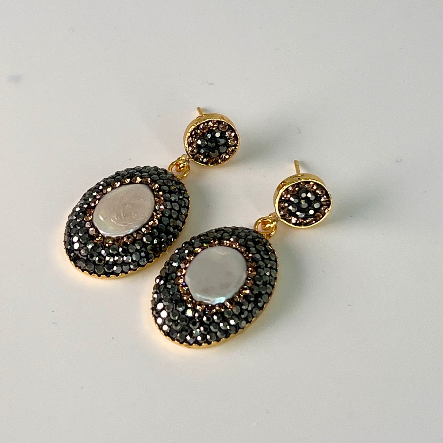 Pearl Black Marcasite Earrings