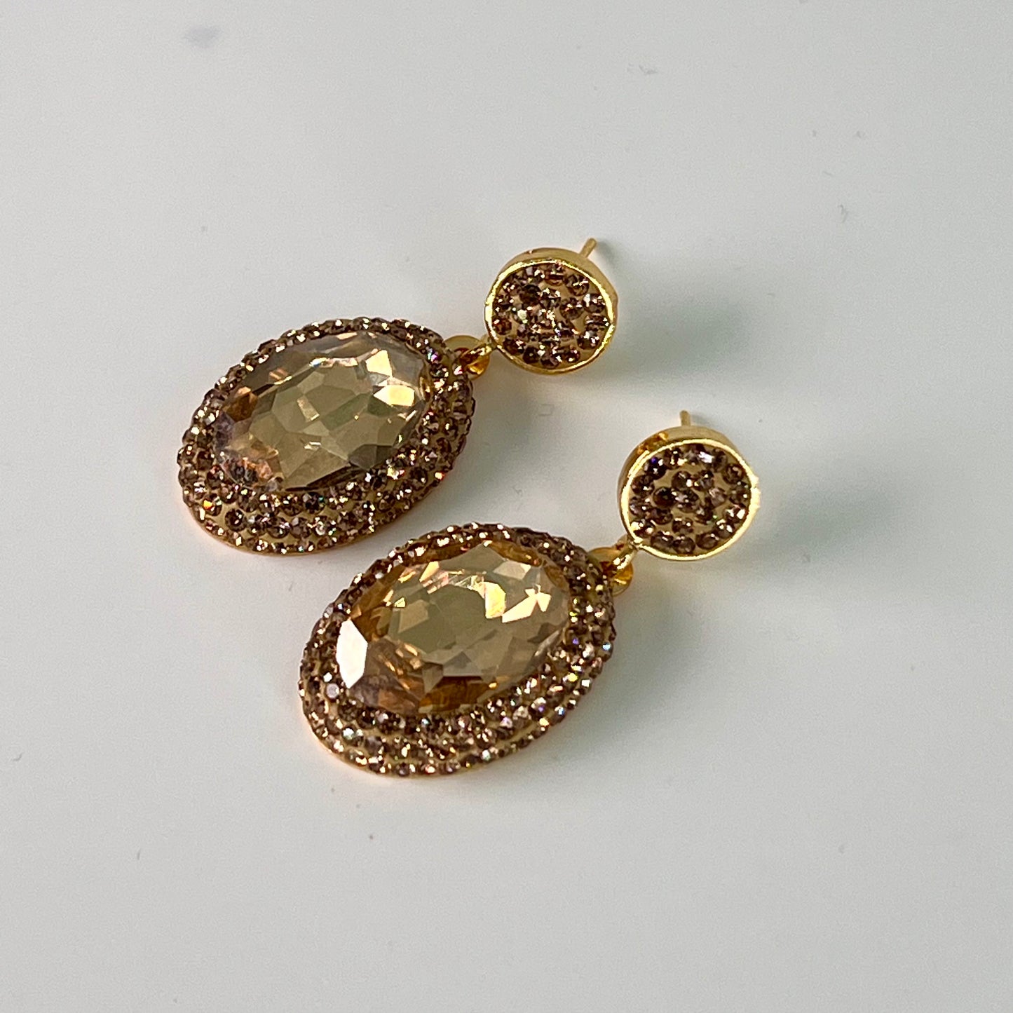 crystal Drop Earrings with gold marcasites